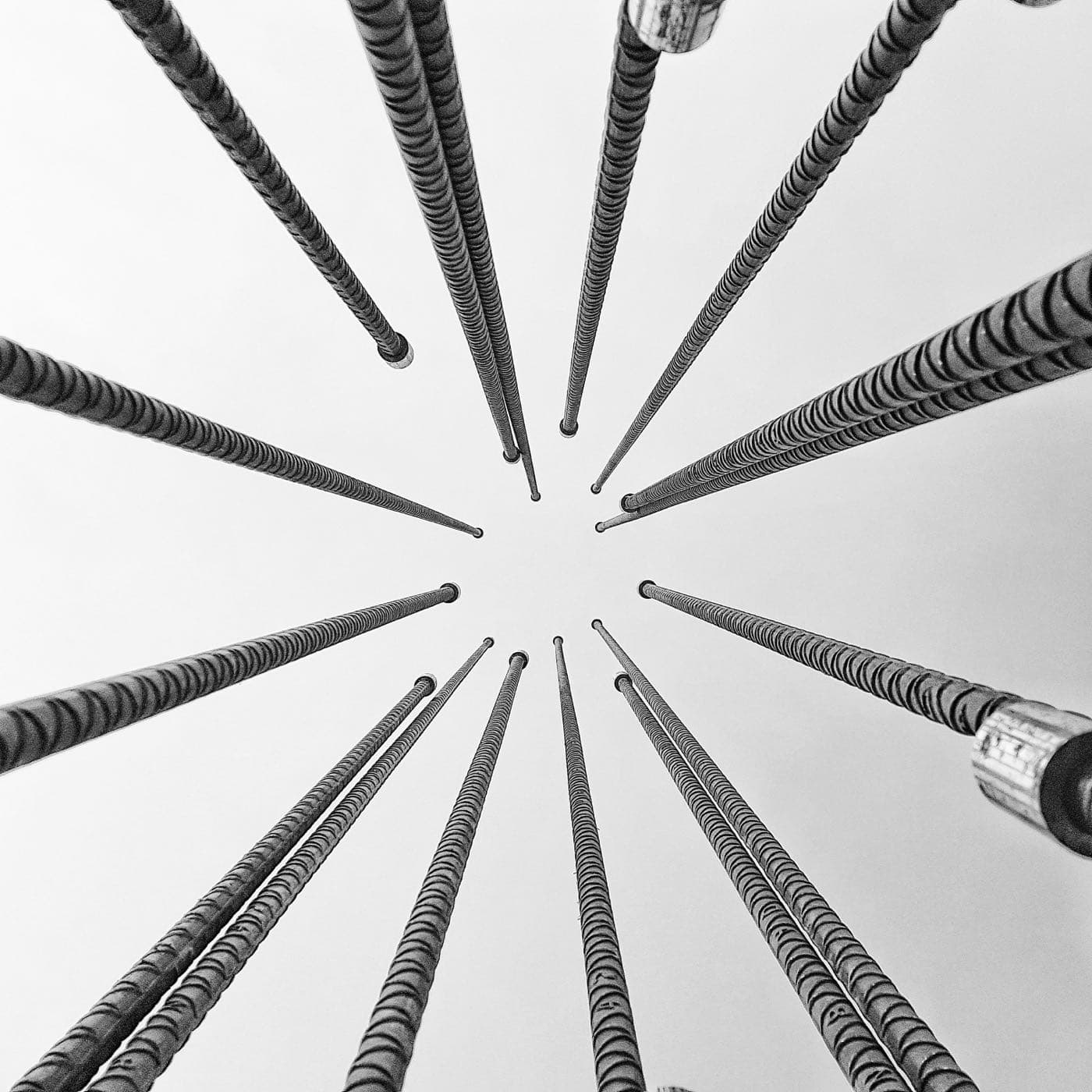 TMT rebar columns against the sky